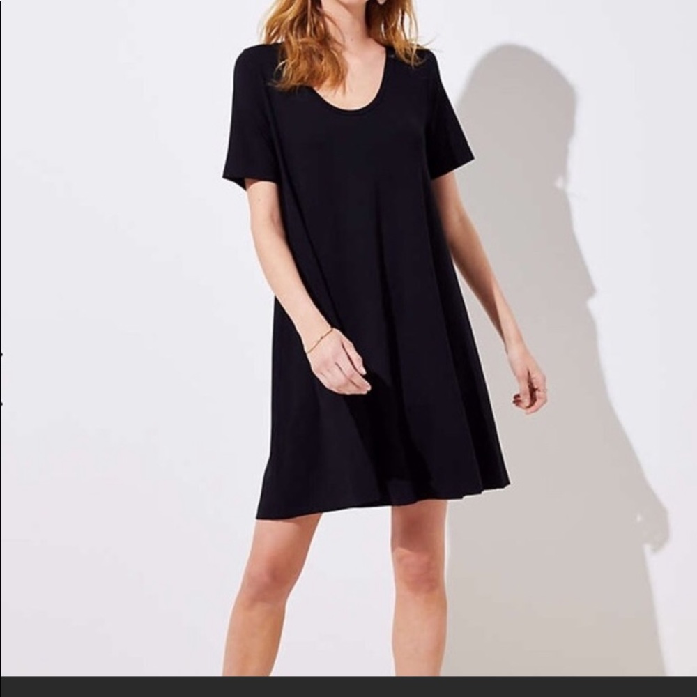 LOFT black T-shirt swing dress, Sz med